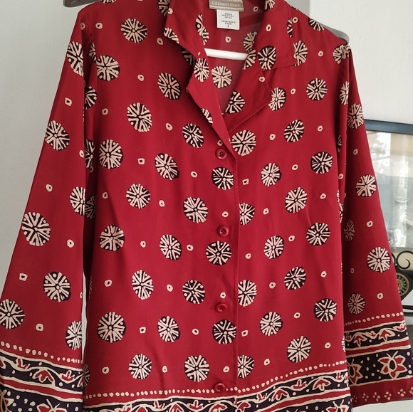 Coldwater Creek Silk Long Sleeve Blouse Button down - Picture 7 of 9